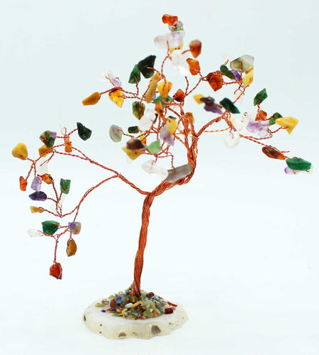 Lrg Gemstone Tree - Multi Stones on Natural Agate Base (100 stones)