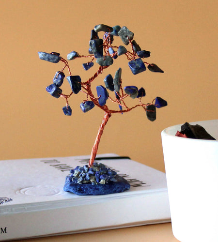 Gemstone Tree - Sodalite on Blue Agate Base (35 stones)