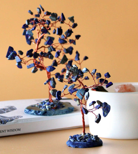 Gemstone Tree - Sodalite on Blue Agate Base (35 stones)