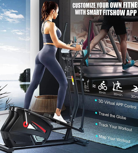Elliptical Machine, Cross Trainer with Smart APP Connection, 10-Level Resistance, , Heart Rate Sensor, Exercise Elliptical for Home Office, 390Lbs Weight Capacity