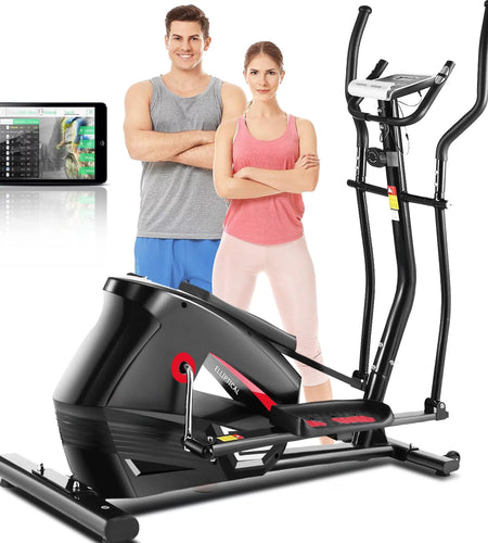 Elliptical Machine, Cross Trainer with Smart APP Connection, 10-Level Resistance, , Heart Rate Sensor, Exercise Elliptical for Home Office, 390Lbs Weight Capacity