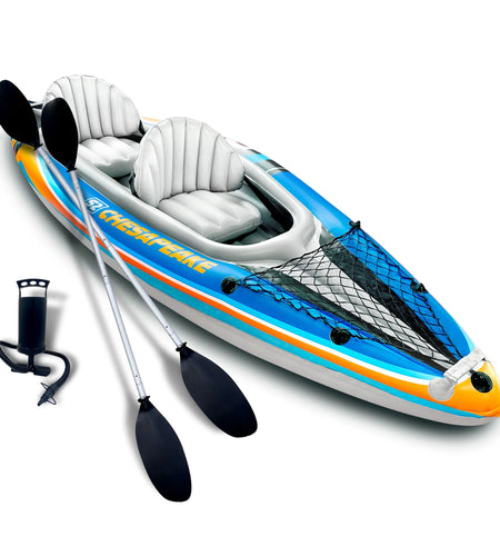 Sports 2-Person Inflatable Kayak with Aluminum Oars, High Output Air Pump and Storage Bag