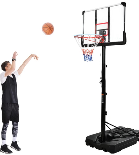 Portable Basketball Hoop Basketball System 6.6-10Ft Height Adjustment for Youth Adults LED Basketball Hoop Lights Colorful Light