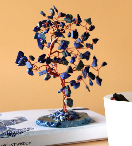 Lrg Gemstone Tree - Sodalite on Blue Agate Base (100 stones)