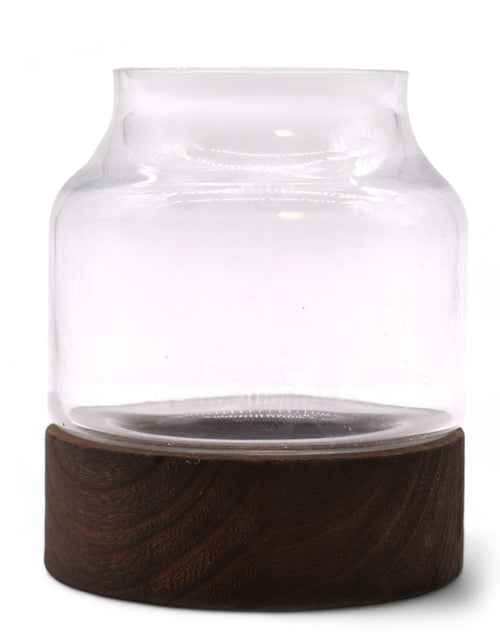 Load image into Gallery viewer, Small Shaped Terrarium on Dark Tung Wood
