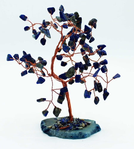 Lrg Gemstone Tree - Sodalite on Blue Agate Base (100 stones)