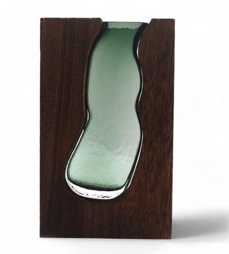 Glass Vase/Terrarium inside Dark Tung Wood