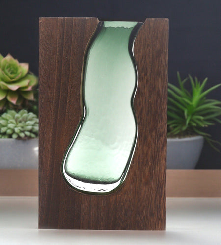 Glass Vase/Terrarium inside Dark Tung Wood